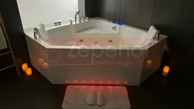 Wanna z hydromasażem C-487 narożna 150cmx150cmx58cm chromoterapia podgrzewacz
