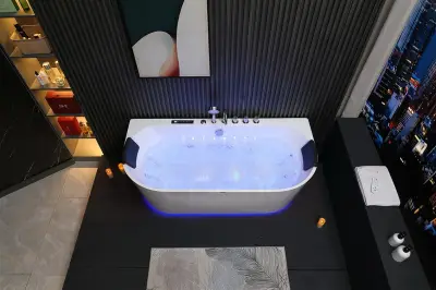 Wanna z hydromasażem EB-802 B prostokątna 150cmx75cmx60cm DYSZE OBROTOWE, PILOT