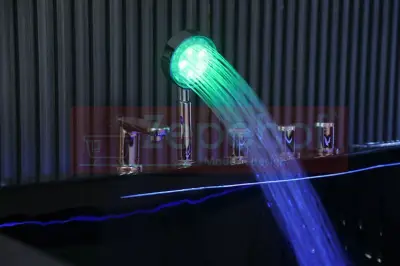 Obrotowe dysze czarna wanna z hydromasażem EB-7066 prostokątna 170cmx78cmx61cm Wodospad LED x 2+Ambiente z podgrzewaczem+pilot