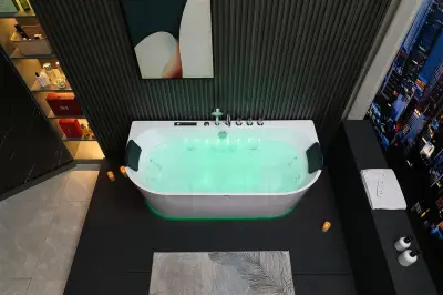 Wanna z hydromasażem EB-802 B prostokątna 150cmx75cmx60cm DYSZE OBROTOWE, PILOT