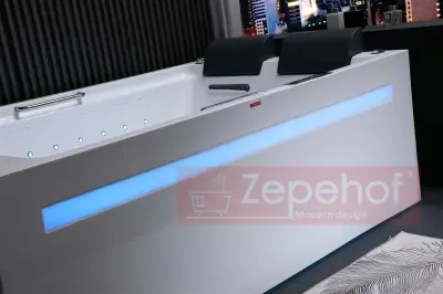 Wanna z hydromasażem EB-D873 LEWA prostokątna 185cmx120cmx65cm 2 DYSZE OBROTOWE, MASAŻ KARKU, WODOSPADY, PILOT