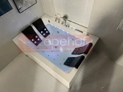 Wanna z hydromasażem C-505 2+2 prostokątna 170cmx120cmx59cm WODOSPAD chromoterapia