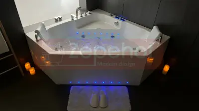 Wanna z hydromasażem C-487 narożna 150cmx150cmx58cm chromoterapia podgrzewacz