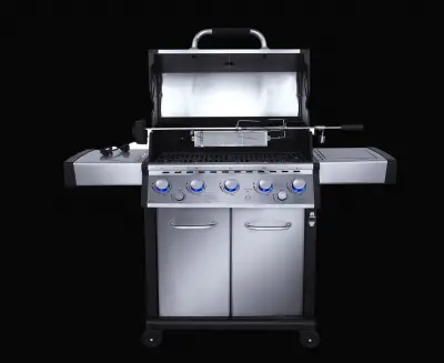 Grill gazowy Garmaz Premium Line MOC 24kW 6+1 palników + opiekacz + rożen elektryczny M61A65-SB-BB pokrętła LED