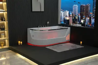 Dysze obrotowe Wanna z hydromasażem EB-373 L prostokątna 166cmx81cmx63cm lewa