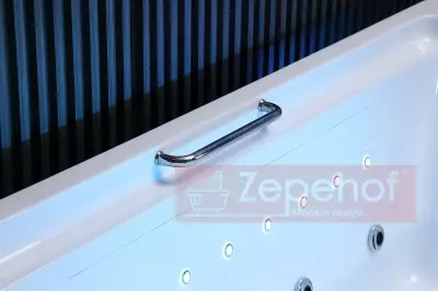 Wanna z hydromasażem EB-D873 LEWA prostokątna 185cmx120cmx65cm 2 DYSZE OBROTOWE, MASAŻ KARKU, WODOSPADY, PILOT