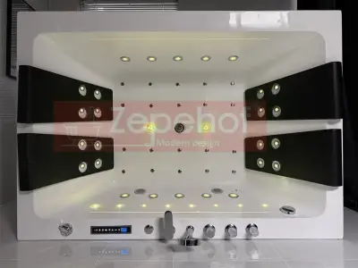 Wanna z hydromasażem C-505 2+2 prostokątna 170cmx120cmx59cm WODOSPAD chromoterapia