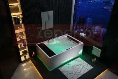 Wanna z hydromasażem EB-D628 R prostokątna 184cmx119cmx62cm 2+2 DYSZE OBROTOWE, MASAŻ KARKU, WODOSPAD, PILOT