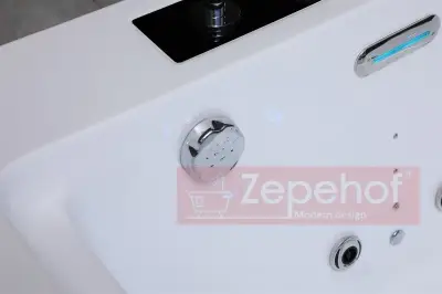 Wanna z hydromasażem EB-D873 LEWA prostokątna 185cmx120cmx65cm 2 DYSZE OBROTOWE, MASAŻ KARKU, WODOSPADY, PILOT