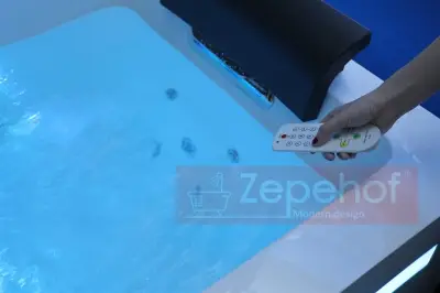 Wanna z hydromasażem EB-D871 prostokątna 180cmx100cmx65cm DYSZE OBROTOWE, MASAŻ KARKU, WODOSPADY, PILOT