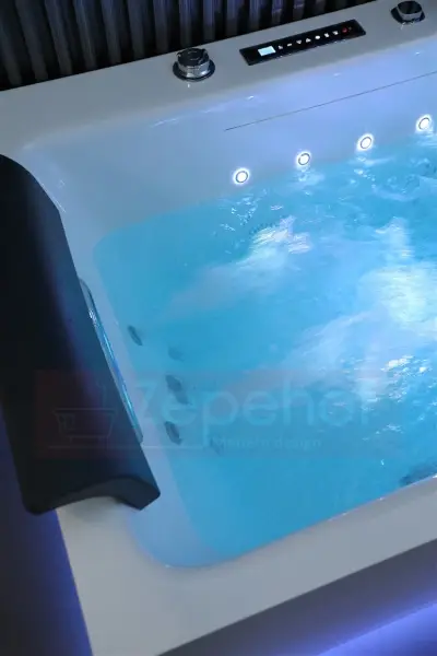 Wanna z hydromasażem EB-185 prostokątna 170cmx85cmx58cm DYSZE OBROTOWE, MASAŻ KARKU, WODOSPADY, PILOT