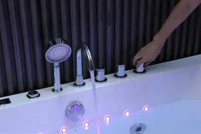 Wanna z hydromasażem EB-802 B prostokątna 150cmx75cmx60cm DYSZE OBROTOWE, PILOT