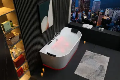 Wanna z hydromasażem EB-802 B prostokątna 150cmx75cmx60cm DYSZE OBROTOWE, PILOT