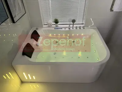 Wanna z hydromasażem LS-7001 PRAWA prostokątna 170cmx120cmx56cm 2-osobowa chromoterapia z podgrzewaczem