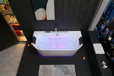 Wanna z hydromasażem EB-802 B prostokątna 150cmx75cmx60cm DYSZE OBROTOWE, PILOT