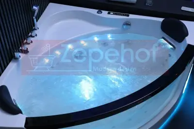 Wanna z hydromasażem EB-375 narożna 150cmx150cmx64cm + MASAŻ KARKU, DYSZE OBROTOWE+PILOT