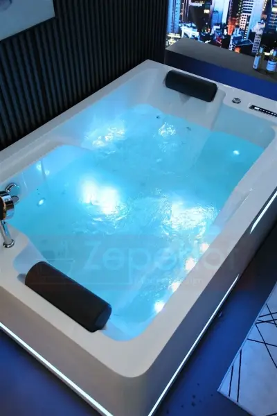 Wanna z hydromasażem K-700 dla 2-óch osób prostokątna 180cmx120cmx65cm DYSZE LEDOWE, PILOT