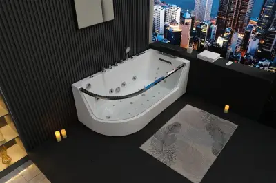 Dysze obrotowe Wanna z hydromasażem EB-373 L prostokątna 166cmx81cmx63cm lewa