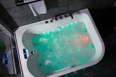 Wanna z hydromasażem LS-7001 PRAWA prostokątna 170cmx120cmx56cm 2-osobowa chromoterapia z podgrzewaczem