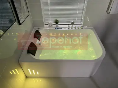 Wanna z hydromasażem LS-7001 PRAWA prostokątna 170cmx120cmx56cm 2-osobowa chromoterapia z podgrzewaczem
