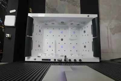 Wirujące dysze Wanna z hydromasażem EB-100 prostokątna 180cmx120cmx66cm Wodospad LED x 2+Ambiente z podgrzewaczem+pilot