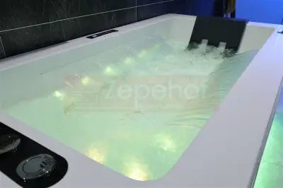 Dysze obrotowe Wanna z hydromasażem EB-033 prostokątna 170cmx90cmx60cm Wodospad +Ambiente z podgrzewaczem+pilot