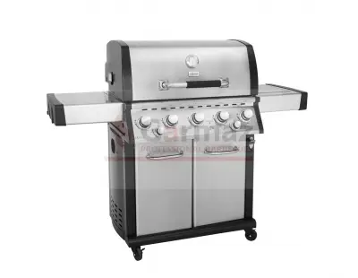 Grill gazowy Garmaz Premium Line MOC 24kW 6+1 palników + opiekacz + rożen elektryczny M61A65-SB-BB pokrętła LED