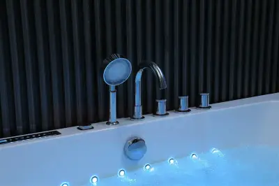 Wanna z hydromasażem EB-802 B prostokątna 150cmx75cmx60cm DYSZE OBROTOWE, PILOT