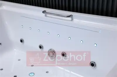 Wanna z hydromasażem EB-D873 PRAWA prostokątna 185cmx120cmx65cm 2 DYSZE OBROTOWE, MASAŻ KARKU, WODOSPADY, PILOT