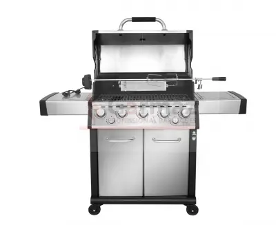 Grill gazowy Garmaz Premium Line MOC 24kW 6+1 palników + opiekacz + rożen elektryczny M61A65-SB-BB pokrętła LED