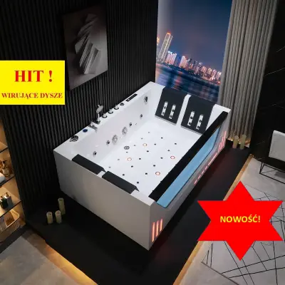 Wanna z hydromasażem EB-7066 BB Weiß 2+2 prostokątna 180cmx120cmx59cm DYSZE OBROTOWE
