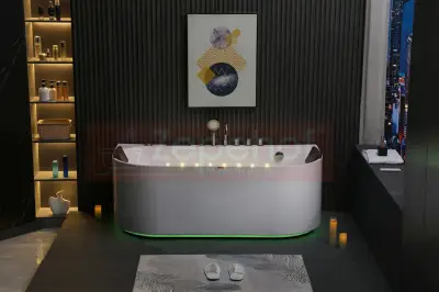 Wanna z hydromasażem EB-802 prostokątna 150cmx75cmx61cm DYSZE OBROTOWE, WODOSPADY, PILOT