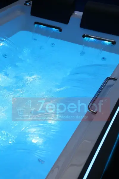 Wanna z hydromasażem EB-D873 LEWA prostokątna 185cmx120cmx65cm 2 DYSZE OBROTOWE, MASAŻ KARKU, WODOSPADY, PILOT