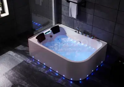 Wanna z hydromasażem LS-7001 PRAWA prostokątna 170cmx120cmx56cm 2-osobowa chromoterapia z podgrzewaczem