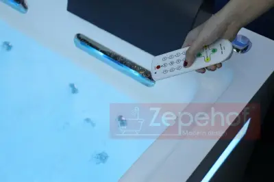 Wanna z hydromasażem EB-D873 LEWA prostokątna 185cmx120cmx65cm 2 DYSZE OBROTOWE, MASAŻ KARKU, WODOSPADY, PILOT
