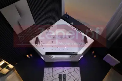 Wanna z hydromasażem BS-708 narożna 150cmx150cmx65cm + MASAŻ KARKU, DYSZE OBROTOWE+PILOT