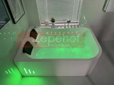 Wanna z hydromasażem LS-7001 PRAWA prostokątna 170cmx120cmx56cm 2-osobowa chromoterapia z podgrzewaczem