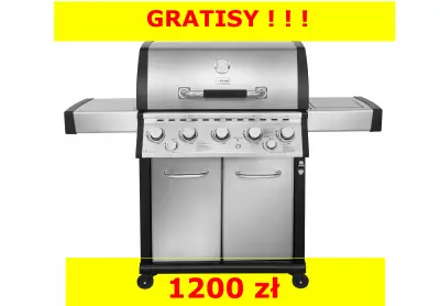 Grill gazowy Garmaz Premium Line MOC 24kW 6+1 palników + opiekacz + rożen elektryczny M61A65-SB-BB pokrętła LED