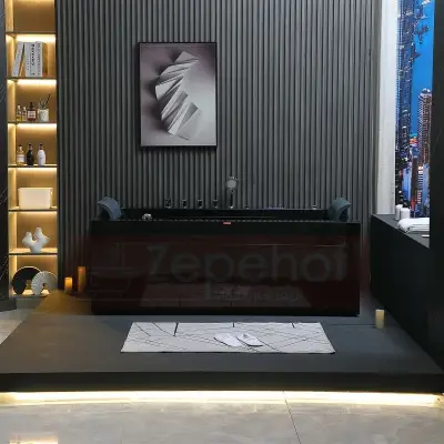 Czarna wanna z hydromasażem EBB-D871 prostokątna 180cmx100cmx65cm DYSZE OBROTOWE, MASAŻ KARKU, WODOSPADY, PILOT